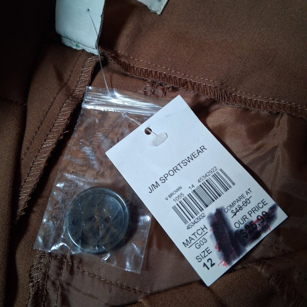 Cato Dress Pants Women Size 12 Brown Wide Leg Button Stretch Classic NEW - Picture 8 of 14